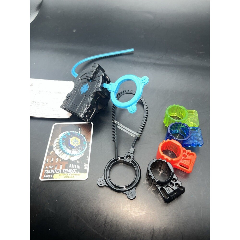 Beyblade Counter Tempo 2010 Launcher blue And BLACK Ripcords Tomy Hasbro W Tags